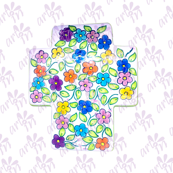 Cruz grande flores 22x19 cm
