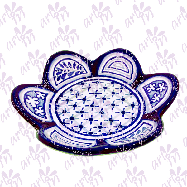 Portavela flor azul 3x16 cm