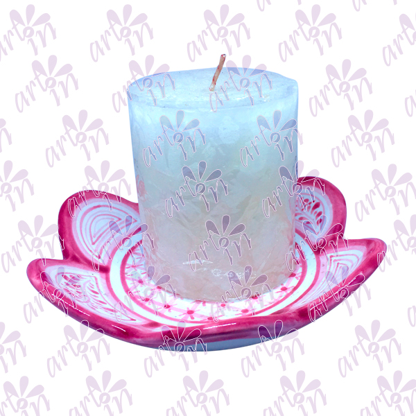 Portavela flor rosa 3x16 cm