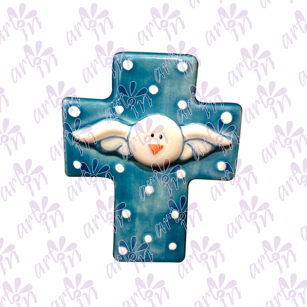 Cruz mini azul Espíritu Santo 8x6.5 cm